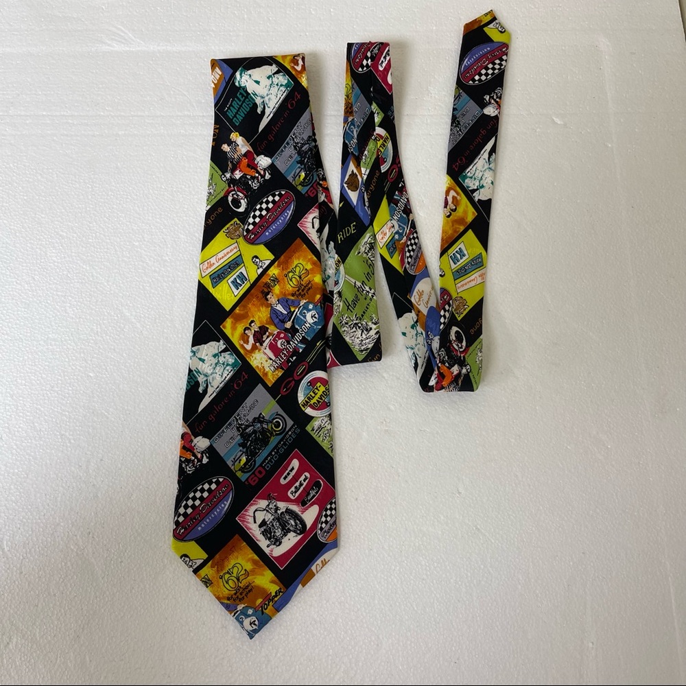 Vintage 1998 Nicole Miller Harley Davidson Silk Necktie